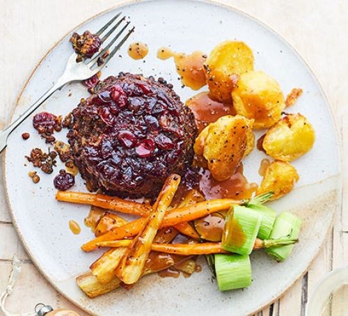 Cranberry & lentil bake