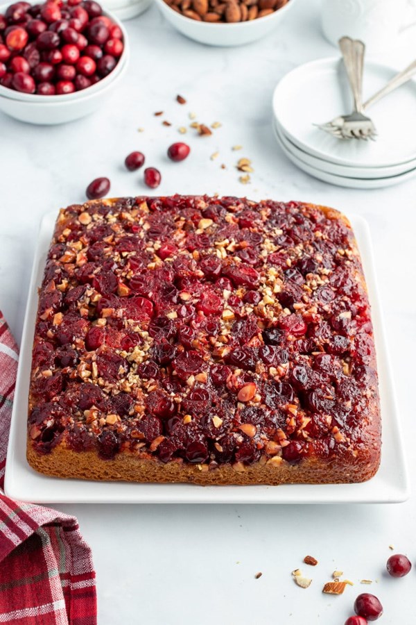 Cranberry-almond pumpkin upside-down cake