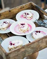 Cranberry and almond meringue roulade