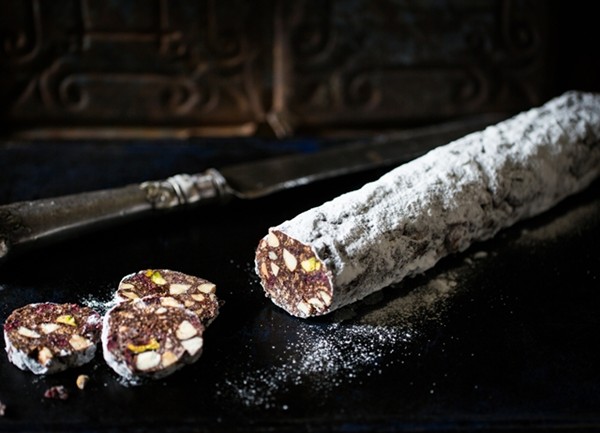 Cranberry and Amaretto chocolate salami