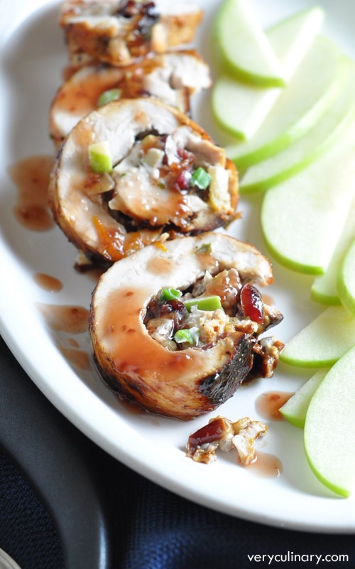 Cranberry and apple chicken rolls