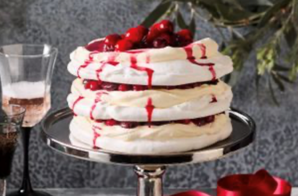 Cranberry and cherry Pavlova stack