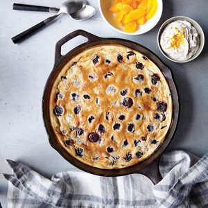 Cranberry and dark cherry clafoutis