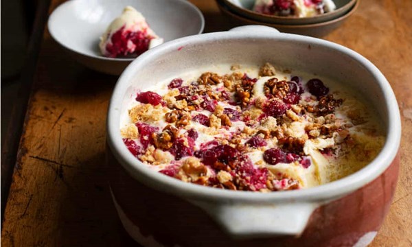 Cranberry and honeyed walnut ice-cream