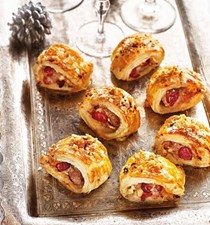 Cranberry and pork crackling sausage rolls