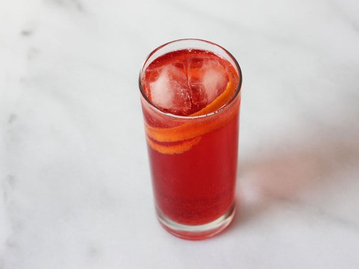 Cranberry, Aperol, and soda