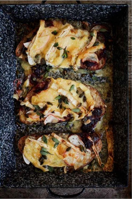 Cranberry, apple and Brie sourdough grill with fresh marjoram