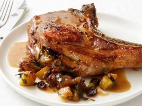 Cranberry-apricot stuffed pork chops