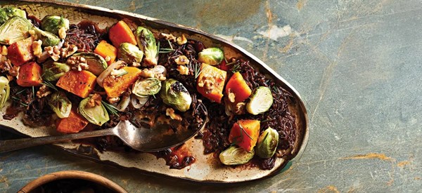 Cranberry-balsamic wild rice and Brussels sprouts 