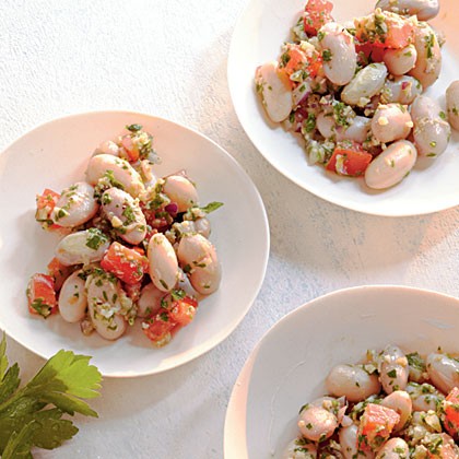 Cranberry beans with parsley pesto