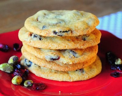Cranberry, cherry, macadamia nut and pistachio sugar cookies