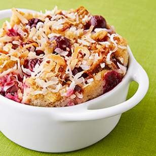 Cranberry-coconut bread pudding