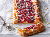 Cranberry Danish [yeasted rough puff pastry; cranberry compote]