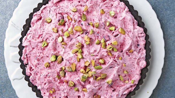 Cranberry fool-chocolate tart