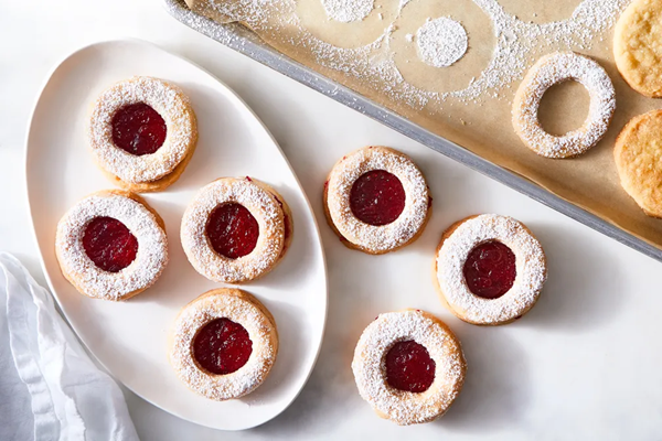 Cranberry-ginger Linzer cookies