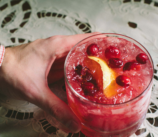 Cranberry ginger whiskey smash