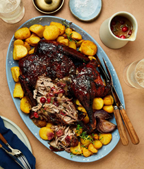 Cranberry-glazed spatchcock duck
