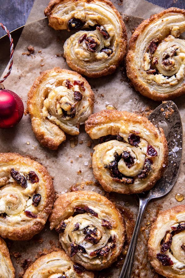 Cranberry goat cheese puff pastry swirls