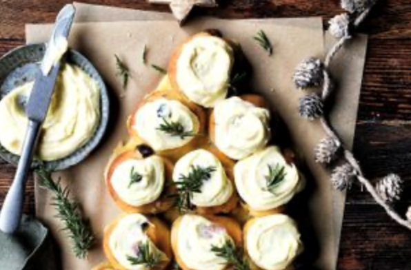 Cranberry, marzipan and white chocolate Christbrot buns
