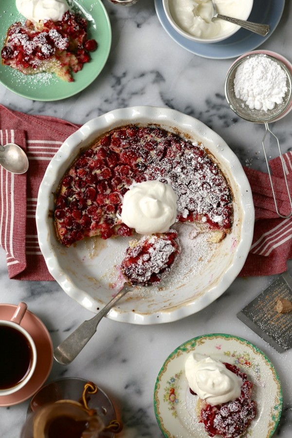 Cranberry orange and cream clafoutis