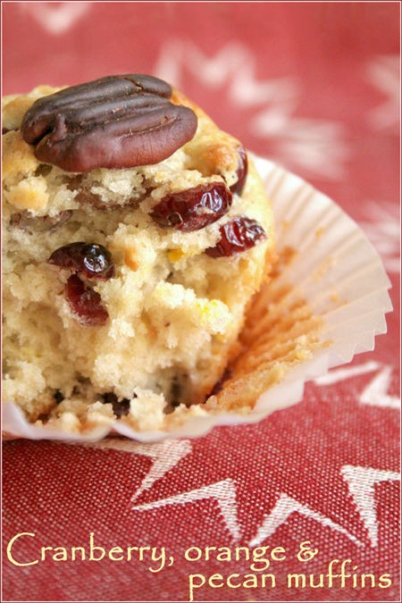 Cranberry, orange and pecan muffins