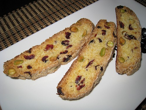Cranberry, orange and pistachio biscotti
