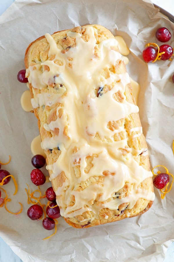 Cranberry-orange bread with Grand Marnier glaze