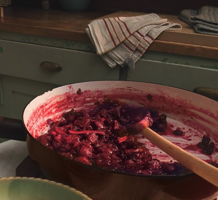 Cranberry-orange chutney with cumin, fennel, and mustard seeds