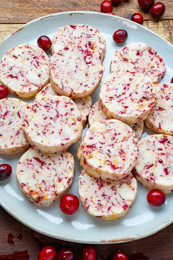 Cranberry orange shortbread cookies