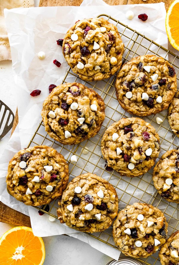 Cranberry orange white chocolate oatmeal cookies