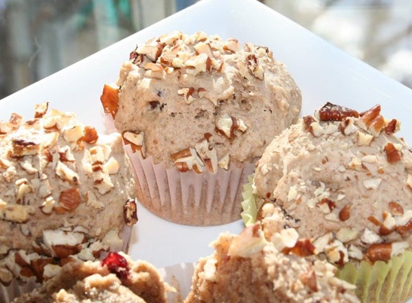 Cranberry-pecan butter muffins