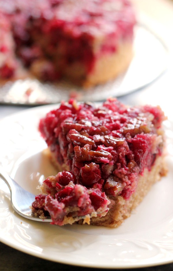 Cranberry pecan upside down cake
