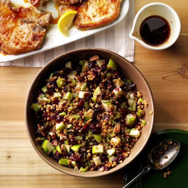 Cranberry-pecan wheat berry salad