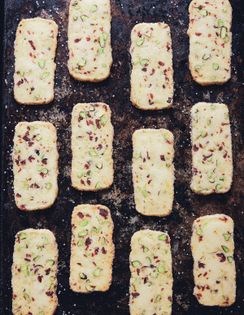 Cranberry pistachio almond shortbread