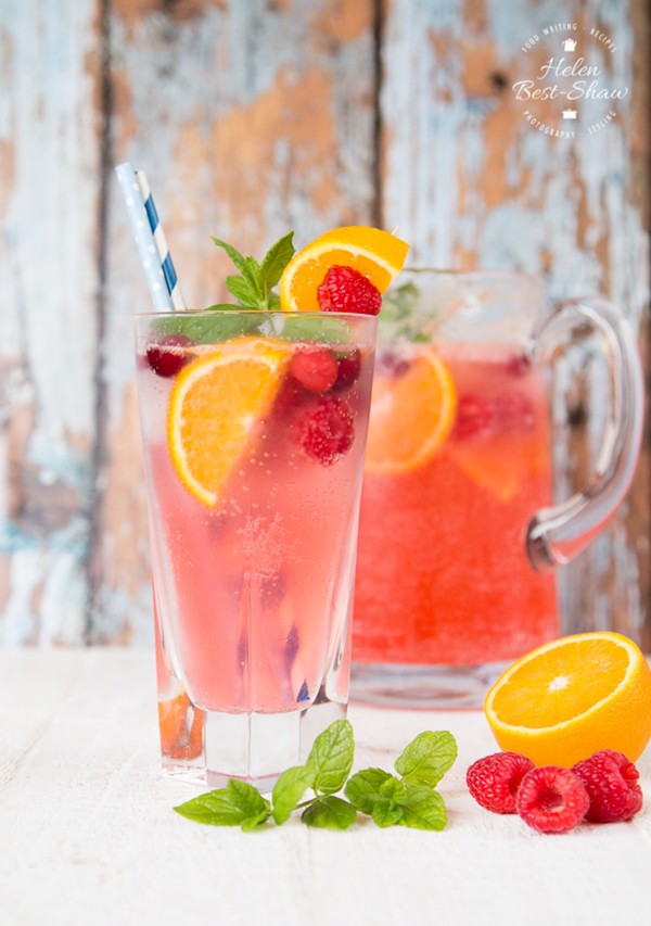 Cranberry, raspberry and orange sparkling cooler