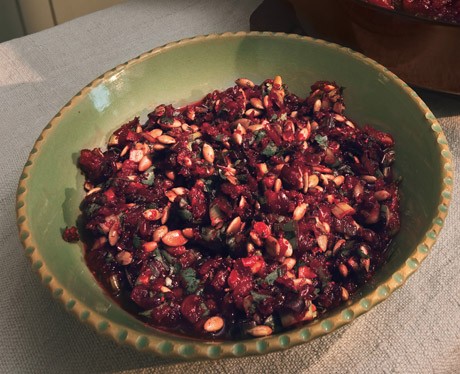 Cranberry salsa with cilantro and chiles
