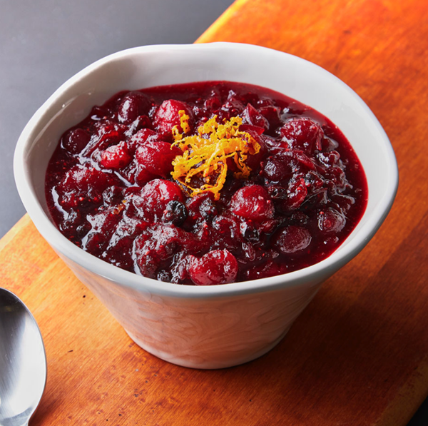 Cranberry sauce with crème de cassis & currants