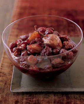 Cranberry, shallot, and dried cherry compote