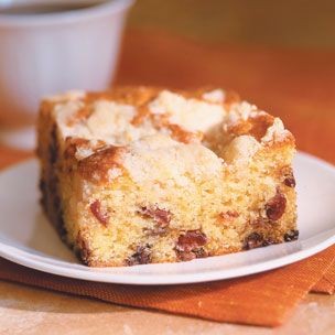 Cranberry-sour cream coffee cake with streusel topping