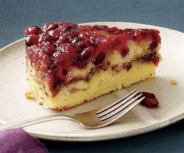 Cranberry streusel upside-down cake