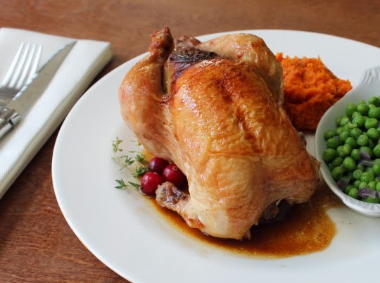 Cranberry stuffed game hens