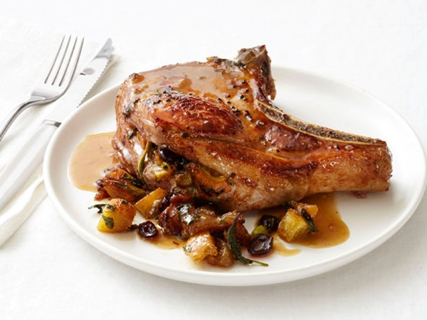 Cranberry-stuffed pork chops