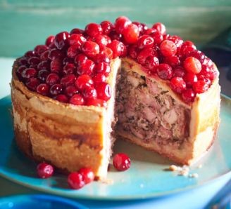 Cranberry-topped raised pie