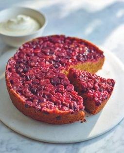 Cranberry upside-down cake with lemon & ginger