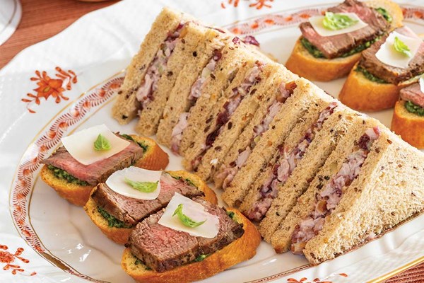 Cranberry-walnut ham salad tea sandwiches