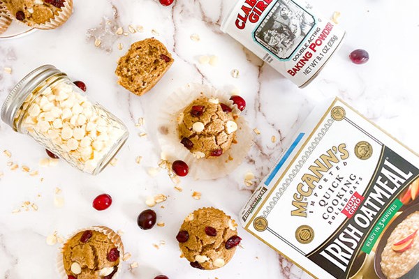 Cranberry white chocolate blender muffins