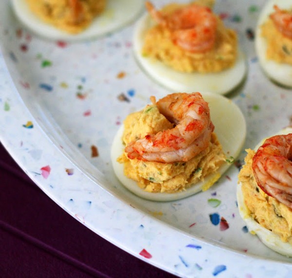 Crawfish deviled eggs
