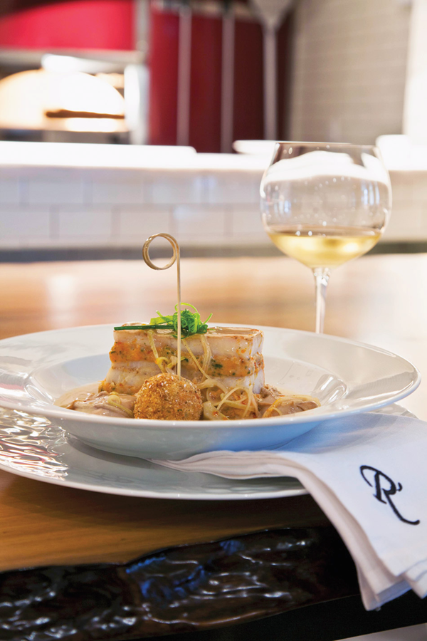 Crawfish-stuffed flounder Napoleon