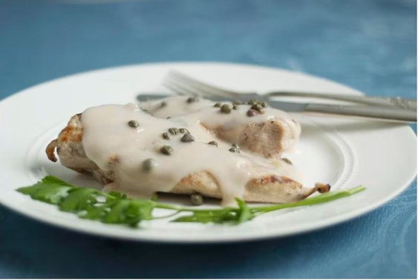 Crawley Family chicken breasts with caper cream sauce