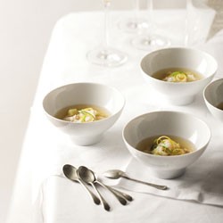 Crayfish, lemon and kumara dashi